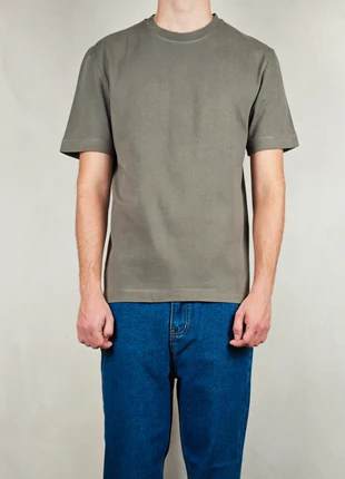 T-shirt coton épais ZARA vert gris coupe droite • Size S, marque: Zara, état: Très bon état, taille: S, 14,99 €, 16,44 € Protection acheteurs incluse