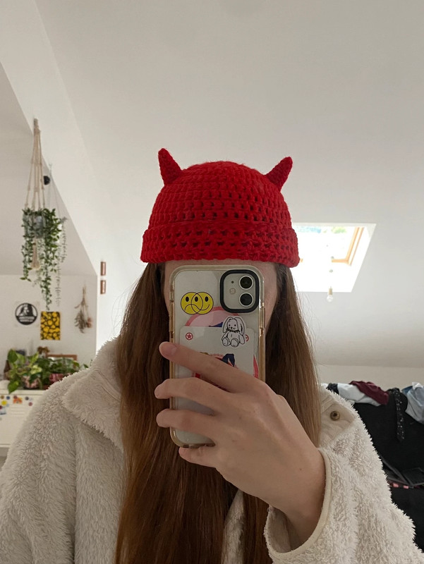 Horn crochet beanie 3