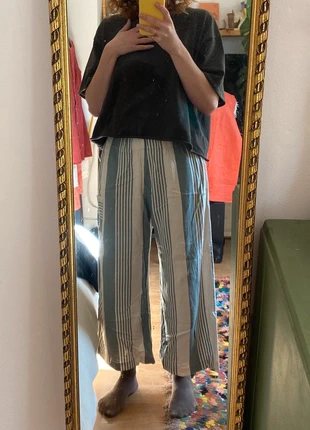 Bug Handmade Wide Leg Blue Striped Linen Trousers One Size, brand: Bug, condition: Good, size: One size, £50.00, £53.20 includes Buyer Protection