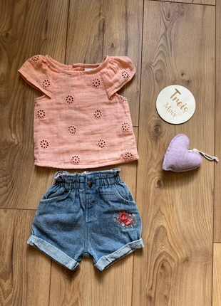 Ensemble tee shirt et short fille taille 1 mois bébé, brand: P'tit Bisou, condition: Very good, size: 3-6 months / 62 cm, €3.00, €3.85 includes Buyer Protection