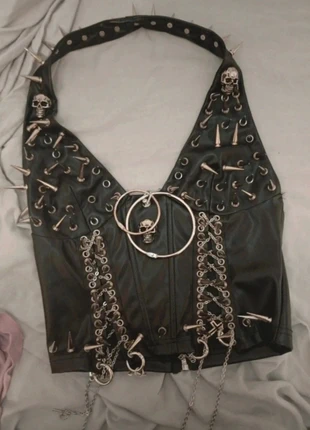 Top con pinchos gótico punk rave, merk: Local, staat: Nieuw zonder prijskaartje, maat: M / 38 / 10, € 80,00, € 84,70 inclusief Kopersbescherming