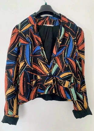 Veste Blazer/spencer vintage 80’s motif feuilles, brand: Vintage, condition: Good, size: M / 38 / 10, €15.00, €16.45 includes Buyer Protection