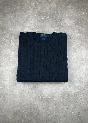 Pull Col Rond Ralph Lauren en Maille Torsadé Tressé Taille M Homme Bleu Marine Pima Coton #R56, brand: Ralph Lauren, condition: Very good, size: M, €50.00, €53.20 includes Buyer Protection Pro