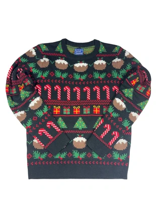Pull Noël noir à motifs cadeaux et sucre d’orge - taille L homme, marque: Vintage Dressing, état: Très bon état, taille: L, 22,00 €, 23,80 € Protection acheteurs (Pro) incluse