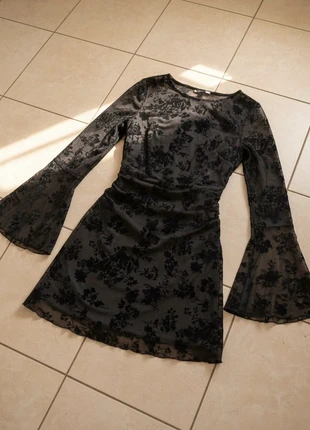 Robe noire transparente motifs velour, brand: Minerva Noir, condition: Very good, size: M / 38 / 10, €36.90, €39.45 includes Buyer Protection