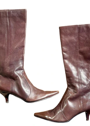 Jones New York Brown Leather Pointed Toe Kitten Heel Knee High Boots 8, brand: Jones New York, condition: Very good, size: 8, $28.00, $30.10 includes Buyer Protection