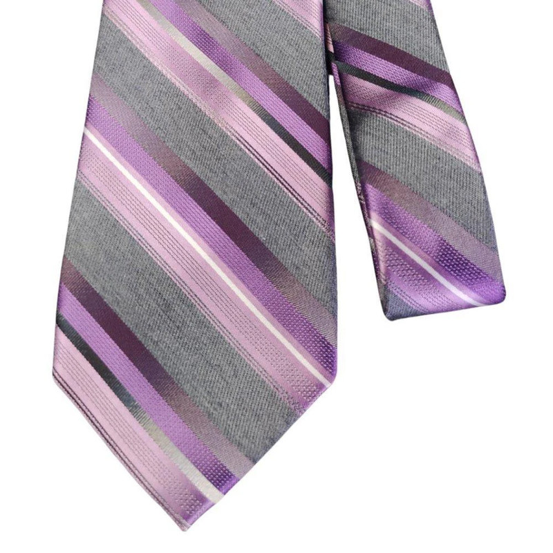 Nwot Van Heusen Purple And Grey Stripe Tie 2