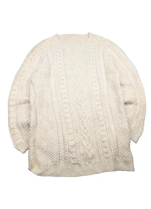 Pull robe Aran blanc motif fisherman style old money - size L, brand: Vintage Dressing, condition: Very good, size: L / 40 / 12, €39.00, €41.65 includes Buyer Protection