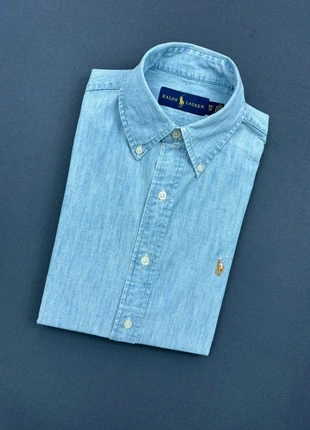 Chemise Homme Manches Courtes - Unie Jeans Claire - Logo brodé Marron Ralph Lauren - Taille XS, brand: Ralph Lauren, condition: Very good, size: XS, €55.00, €58.45 includes Buyer Protection Pro