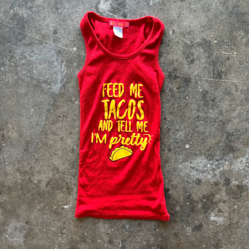 Red Y2K Ribbed Tank Top "tell me i’m pretty" 1