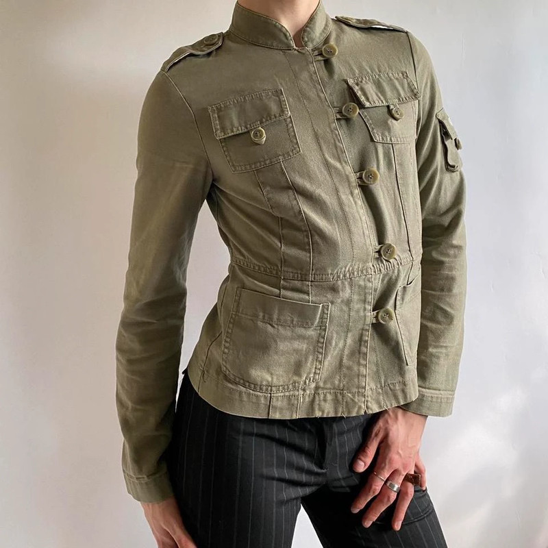 Vintažinis ( vintage grunge fitted khaki jacket) khaki švarkas 1
