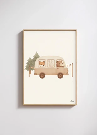 Poster: festive camper van, merk: amera, staat: Nieuw met prijskaartje, € 6,50, € 7,53 inclusief Kopersbescherming Pro