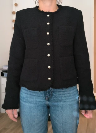 Veste noire tweed boutons bijoux argentés femme Mango taille S NEUVE, brand: Mango, condition: New with tags, size: S / 36 / 8, €30.00, €32.20 includes Buyer Protection