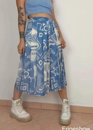 Jupe plissée bleu a motifs Vintage 80s 90s taille L, marque: Vintage, état: Très bon état, taille: L / 40 / 12, 17,00 €, 18,55 € Protection acheteurs (Pro) incluse