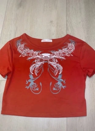 Red skull pattern baby tee top, brand: Romwe, condition: Very good, size: S / UK 8-10, £5.00, £5.95 includes Buyer Protection