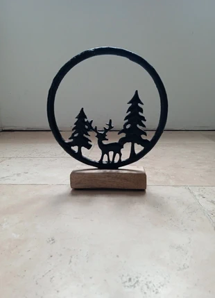 🎄 Statue déco Cerf & Forêt – Bois & Métal – Ambiance Chalet 🦌, merk: sans marque, staat: Nieuw zonder prijskaartje, € 15,00, € 16,45 inclusief Kopersbescherming