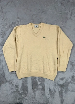 Pull Lacoste Jaune Pastel Vintage Col V Unisexe Taille M – Coton Texturé Logo Croco Vert, marque: Lacoste, état: Très bon état, taille: M, 40,00 €, 42,70 € Protection acheteurs incluse