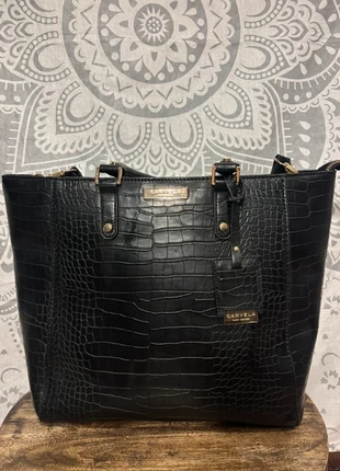 Carvela Black Croc Embossed Tote Bag Shoulder Bag Gold Hardware Kurt Geiger, brand: Carvela, condition: Very good, £15.00, £16.45 includes Buyer Protection