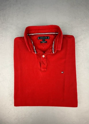 tommy hilfiger polo rouge slim fit coton bio homme élégant décontracté col rayé L, brand: Tommy Hilfiger, condition: Very good, size: L, €14.00, €15.40 includes Buyer Protection Pro