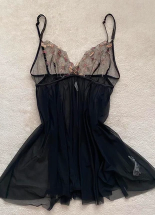 Intimissimi 00s Italian black mini dress with floral embroidery and mesh details, brand: Intimissimi, condition: Very good, size: M / UK 12-14, £20.00, £21.70 includes Buyer Protection Pro