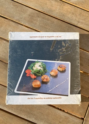 Lot de 3 assiettes en ardoise naturelle, état: Neuf avec étiquette, 12,99 €, 14,34 € Protection acheteurs incluse