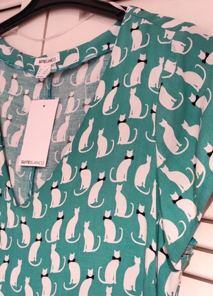 Vestido manga corta midi gatos turquesa , marque: SuiteBlanco, état: Neuf avec étiquette, taille: XL / 42 / 14, 29,00 €, 31,15 € Protection acheteurs incluse