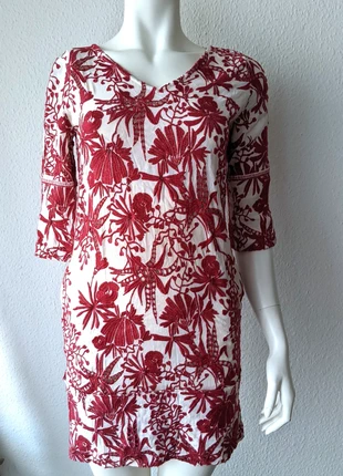 Maje Kleid Etuikleid Burgund Rot Creme Weiß Bestickt Blumen Muster Sommer Kleid Gr. 2 Small, marque: Maje, état: Très bon état, taille: S / 36 / 8, 35,00 €, 37,45 € Protection acheteurs incluse