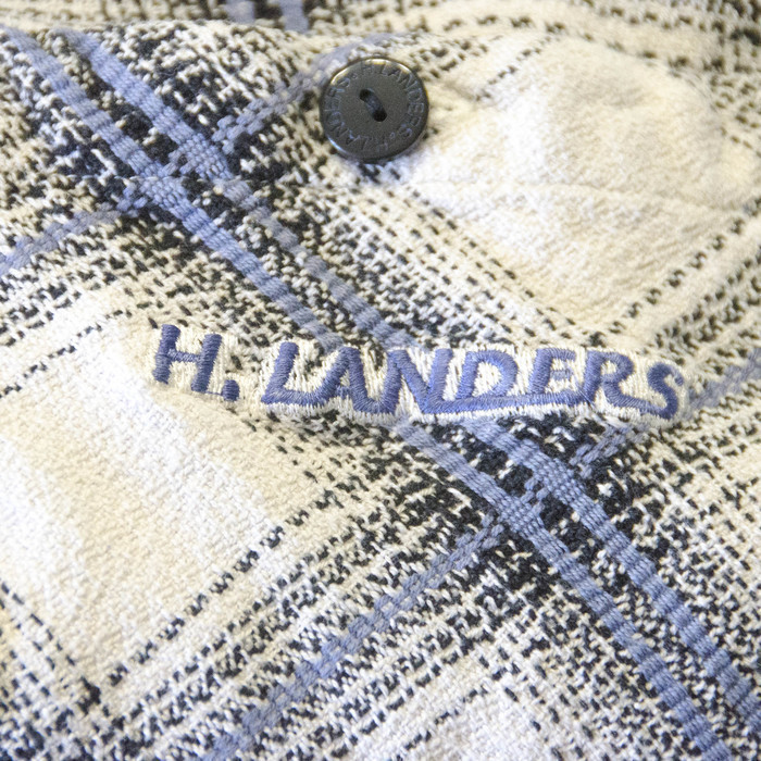 Chemise homme blanche à rayures bleues & noires H. Landers L 4