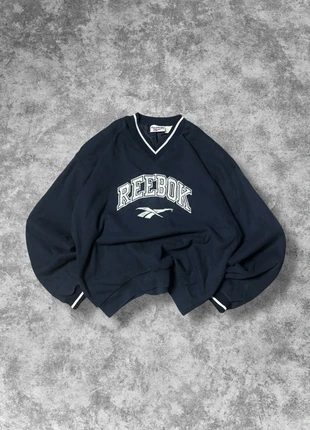 Pull Reebok vintage 90s bleu marine big logo brodé central - XL oversize, marca: Reebok, estado: Muy bueno, tamaño: XL, 59,90 €, 63,60 € Protección al comprador incluida