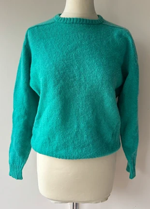 Vintage Shetland 100% wool jumper 40 42 green turquoise plain classic minimalist heritage, merk: Vintage Dressing, staat: Heel goed, maat: L / 40 / 12, € 35,00, € 37,45 inclusief Kopersbescherming Pro