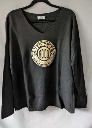 Pull noir oversize INEO Couture motif Rock doré léopard made in Italy, brand: Ineo Couture, condition: Very good, size: M / 38 / 10, €18.00, €19.60 includes Buyer Protection Pro