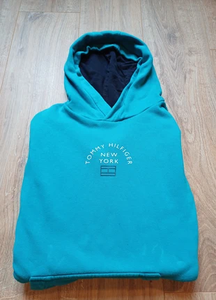 Pull / Sweat à capuche turquoise – Tommy Hilfiger – Taille 176 / S, brand: Tommy Hilfiger, condition: Very good, size: S, €24.99, €26.94 includes Buyer Protection