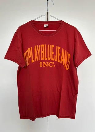 BlueJeans Maglietta rossa con scritta arancione, marca: bluejeans, estado: Novo sem etiquetas, tamanho: L, €6.00, €7.00 inclui Proteção do Comprador