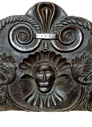 Late 16th C. French Green Man Wood Panel – Fleur-de-Lis & Scrolls – Carved Wall Art, condition: Good, €399.00, €419.65 includes Buyer Protection Pro