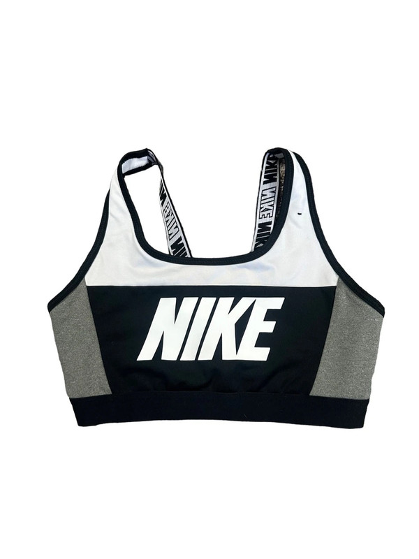 Nike Dri Fit Women's Classic Medium Support Sports Bra Color Block Logo Straps 1