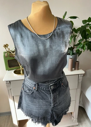 Silky shiny Vintage tank Top Blusenshirt Silver iced anthrazit, brand: Vintage Dressing, condizioni: Ottime, taglia: L / IT 44 / EU 40, €17.00, €18.55 include la Protezione acquisti