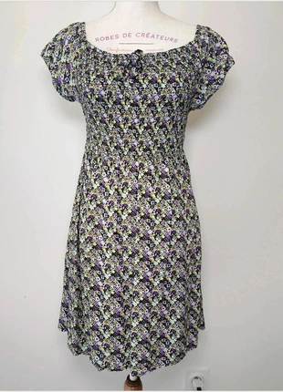 Robe d'été à fleurs avec buste élastique – Taille L - Mim, brand: Mim, condition: Very good, size: L / 40 / 12, €7.00, €8.05 includes Buyer Protection