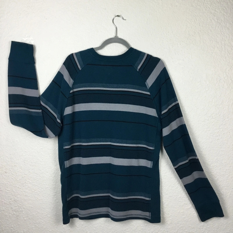 Amplife Cotton Shirt Size XL Long Sleeve Striped Blue Pullover Sweater Soft 5