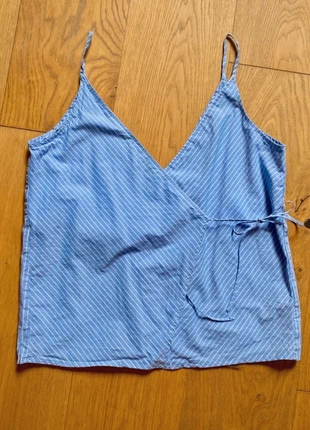 Oysho Blue & White Striped Wrap Cami – Size S 100% Cotton, marque: Oysho, état: Très bon état, taille: S / 36 / 8, 10,00 €, 11,20 € Protection acheteurs incluse