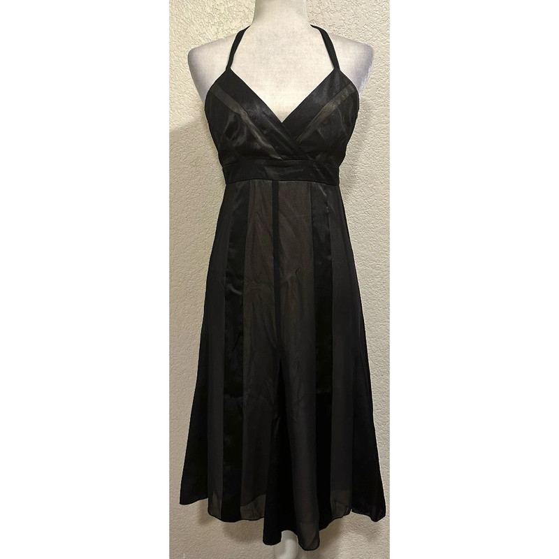 AGB Dress Vintage 90s Black Chiffon Halter Party Dress 1