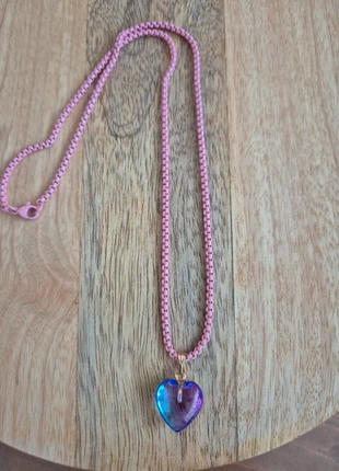 Roze ketting met paarse harthanger!, merk: by sas, staat: Nieuw zonder prijskaartje, € 9,95, € 11,15 inclusief Kopersbescherming