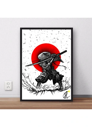 Poster encadré guerrier samouraï - Papier+Qualité PRO, merk: Art, staat: Nieuw met prijskaartje, € 16,99, € 18,54 inclusief Kopersbescherming