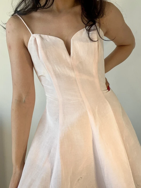 Robe vintage origine USA tailles S rose pale doublée de tulle blanc 🌸 - photo numéro 6