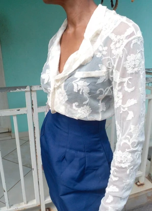 Veste blazer dentelle lace jacket beige cottagecore fairycore vintage mariage wedding boho chic , marca: Vintage, estado: Muy bueno, tamaño: M / 38 / 10, 7,00 €, 8,05 € Protección al comprador incluida