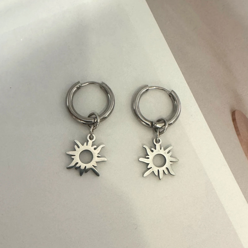 Sun Dangle Drop Earrings for Men Women Streetwear Hip Hop Unisex Style 1