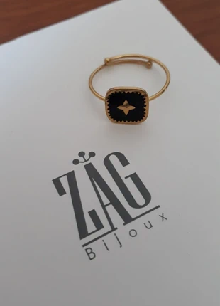 Bague en acier doré et noire Zag bijoux., marque: ZAG, état: Neuf avec étiquette, taille: Ajustable, 23,00 €, 24,85 € Protection acheteurs incluse