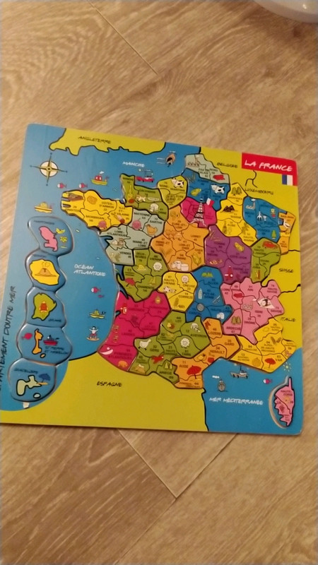 Jeu carte de France départements en bois 1