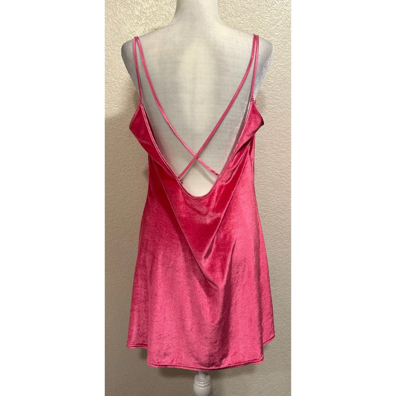 Expressions Vtg 90s Hot Pink Velvet Slip on Lingerie Dress 4