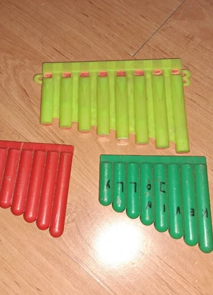 3 x plastic vintage panflute / panfluit, merk: Hong Kong, staat: Goed, maat: 5 jaar / 110 cm, € 3,50, € 4,38 inclusief Kopersbescherming
