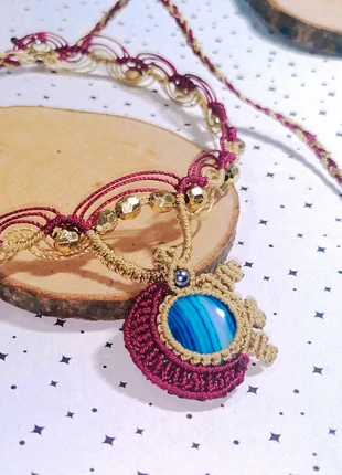 Collana macrame Agata blu sole luna handmade in macramé, marke: Artesania, zustand: Neu, mit Etikett, 22,00 €, 23,80 € inklusive Vinted-Käuferschutz